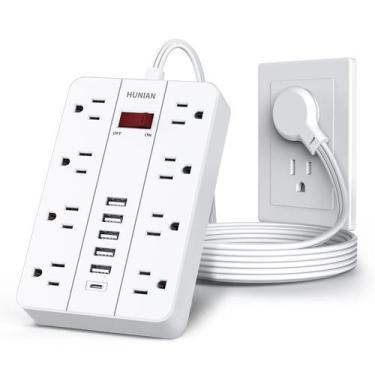 Imagem de Multitomadas HUNIAN com Protetor de Surto - 8 Tomadas + 6 USB