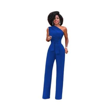 Imagem de Macacão Feminino Sexy - Um Ombro, Sem Mangas, Perna Larga, Bodycon (Br