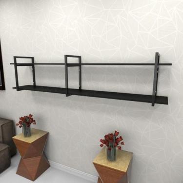 Imagem de Estante estilo industrial sala aço cor preto 180x30x40cm (C)x(L)x(A) c