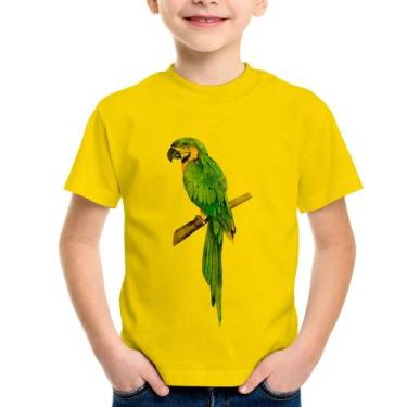 Imagem de Camiseta Infantil Arara Azul - Foca na Moda, Amarelo, 14