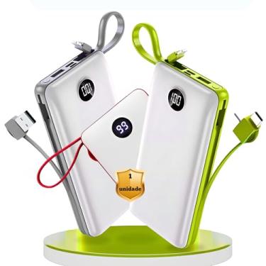 Imagem de Carregador Portátil Power Bank 20.000mah Universal com Cabos Premium, para Celular, Tablet, Fone de Ouvido e Caixa de Som (Branco)
