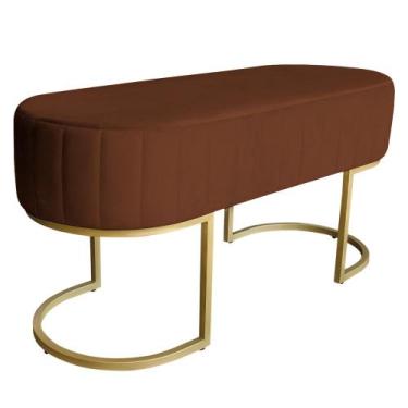 Imagem de Banco Recamier Estofado Luana Base Gold Veludo Terracota - Montanaris 