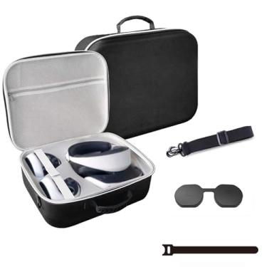 Imagem de Bolsa Hard Case Estojo De Viagem e Proteção Para PlayStation VR2 PSVR2 Protetor Para Lentes Tira Elástica Preta