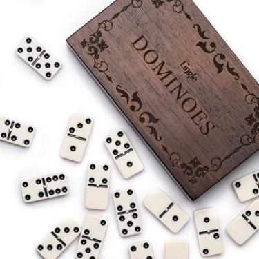Imagem de Lingle Dominoes Set for Adults, Double Six Dominos Set for Classic Board Games, 28 Pieces Dominoes Includes a Natural Wooden Box, Family Game Night and Strategy Games