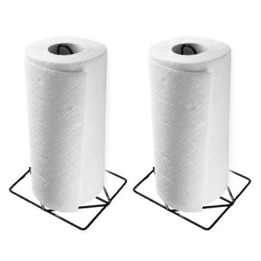 Imagem de Kit 2 Suporte Porta Papel Toalha De Mesa Metal Preto - Gira Comercio I
