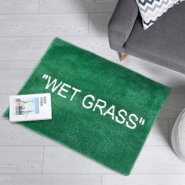 Imagem de Alivora Tapete de grama úmida para quarto - tapete fofo de microfibra para decoração de quarto estético - 80 cm x 59,9 cm tapete verde para decoração de grama - tapete fofo antiderrapante para