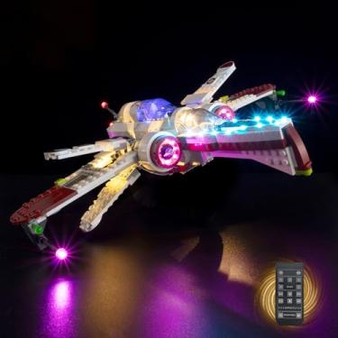 Imagem de Kyglaring Kit de iluminação LED para Leg0 Revenge of The Sith ARC-170 Starfighter Conjunto de modelos de nave espacial, compatível com Leg0 75402, conjuntos leg0 não incluídos (controle remoto)