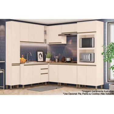 Imagem de Cozinha Modulada Henn Connect 10 Peças (3Aéreos + 3Balcões + 2Paneleiros + 2Complementos) C5P95 Off White-Henn