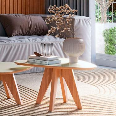 Imagem de Mesa de Centro Orgânica Mille Freijó e Off White 35 cm