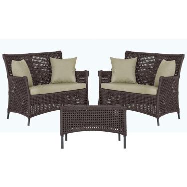 Imagem de 2 Sofás E Mesa Igapó Alumínio Preta Corda Náutica E7 Trama Marrom