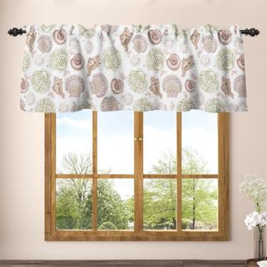 Imagem de Renaiss Cortina de tratamento de janela com tema náutico costeiro de 106 x 45,7 cm, saia sazonal para verão, praia, casa, mar, oceano, sala de estar, sala de jantar, cozinha, quarto, banheiro