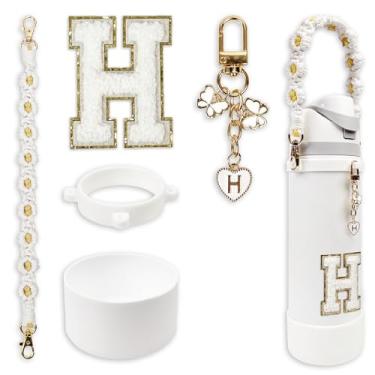 Imagem de Conjunto de monograma fofo de bota de silicone compatível com garrafa de água Owala 680 g - Acessórios perfeitos para Owala Tumbler, Owala Free Sip, Pink Owala, Black Owala, copo de café owala