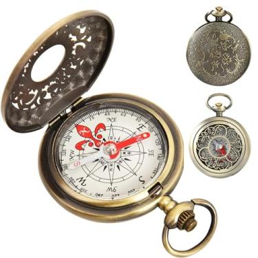 Imagem de Bússola pequena de metal com bolso, bússola, portátil e leve, design vintage, bússola de latão, multiuso, sobrevivência, bússola, caminhada, sobrevivência para caminhadas, acampamento, caça