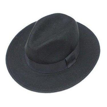 Imagem de Chapéu Fedora De La Feltro Celeblidade Unisex ABA RETA - oem, Cinza