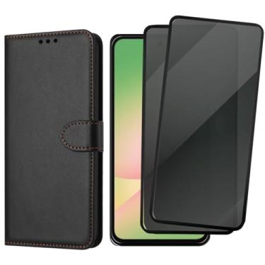 Imagem de Capa Carteira Premium com Película de Privacidade 3D para Samsung Galaxy A56, Couro Sintético Preto, 2 Películas
