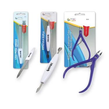 Imagem de Kit Alicate de Cutícula + Espátula + Lixa Pequena NYBC - NYBC Beauty
