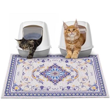 Imagem de Glittme Tapete de areia para gatos com fundo antiderrapante 83 x 56 cm, tapete de armadilha de areia fácil de limpar lavável tapete de comida de gato para gatinho, G
