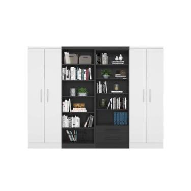 Imagem de Estante com Livreiro e Multiuso Preto/Branco - FdECOR - Qmovi