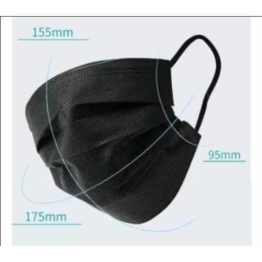 Imagem de Máscara Preta Descartável Tripla Face com 50 Unidades - Farmatex