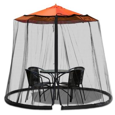 Imagem de Rede mosquiteira de 2,5 a 3 m para pátio - Mosquiteiro para pátio, jardim e guarda-chuvas ao ar livre com zíper e ajustável, rede de guarda-chuva para guarda-chuvas ao ar livre