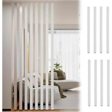Imagem de Pacote com 8 divisórias de divisória de divisória de madeira, lavabo/varanda/escada/entrada tela de privacidade coluna decoração grade altura ajustável, com encaixe