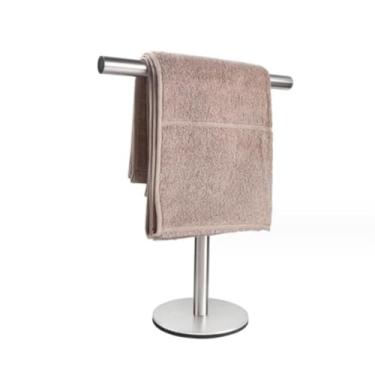 Imagem de DSeenLeap Toalheiro de pé toalheiro toalheiro em aço inoxidável toalheiro em forma de T para toucador de casa de banho toalheiro de casa de banho toalheiro independente (prata 27 * 30 cm)