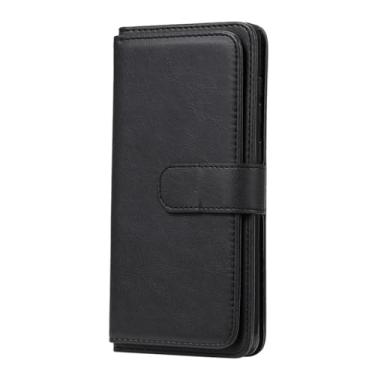 Imagem de HJZSZX Para Samsung A23 (4G 5G) Bolsa de couro de luxo com flip, capa para telefone, carteira, porta-cartão (para Samsung A23 (4G 5G)/preto)