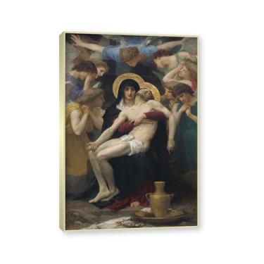Imagem de NHLDZYH Moldura dourada champanhe. William Adolphe Bouguereau, impressão clássica, (pieta), cartaz temático de mitologia grega, decoração de parede para cozinha, quarto. 50x75cm