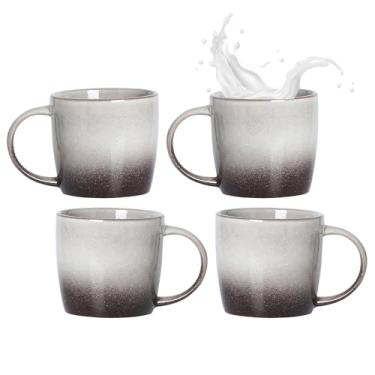 Imagem de Kytree Conjunto de 4 canecas de café de cerâmica de 325 ml, xícara de café gradiente com alça para latte, chá, cappuccino, leite, cacau, chocolate quente, mocha (branco)