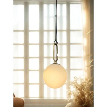 Imagem de Pendente Mob Bella Iluminação Dourado e preto e Bola Branca