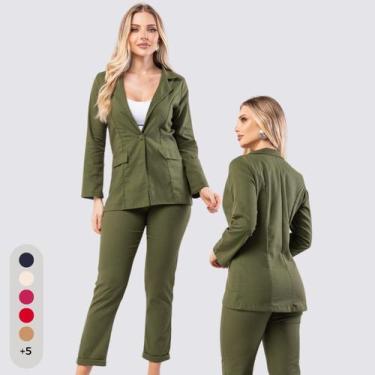 Imagem de Conjunto Feminino Alfaiataria Blazer e Calça de Linho Elegante - IV ST