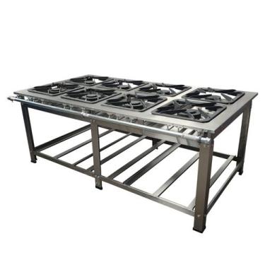 Imagem de Fogão Industrial Gold 8 Bocas 4QS 4QD Baixa pressão Inox 430 Perfil 10
