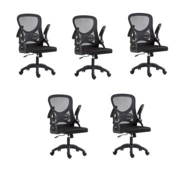 Imagem de Kit com 5 Cadeira Escritório Diretor Office Columbus com Tela Mesh Preto