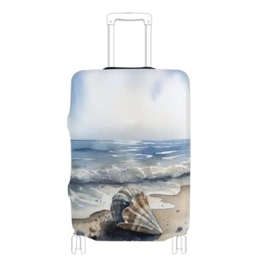 Imagem de Joisal Capa de bagagem azul do mar serve para capas de mala de 45,7 a 81 cm aprovadas pela TSA, protetor de mala, concha azul mar, P 45,7-50,8 cm, Concha azul do mar, S 18-20 in
