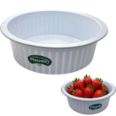 Imagem de BACIA REDONDA CANELADA BRANCO 2,5L 25x8,3CM BACIA MULTIUSO - PLASVALE