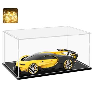 Imagem de LANSCOERY Caixa de exibição de acrílico transparente, caixa de bancada, suporte organizador de cubo à prova de poeira para bonecos colecionáveis (33 x 17 x 15 cm)