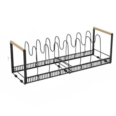 Imagem de Escorredor De Pratos Porta LouçAs Panelas Tampas Com Suporte AjustáVel Para Cozinha(7 Divisores-Preto)