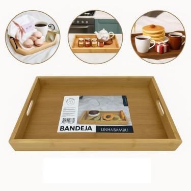 Imagem de Bandeja 100% Bambu Servir Café Da Manhã Decoração 33x22cm - Rio Home