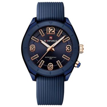 Imagem de Relógio De Pulso Feminino Quartzo Pulseira Silicone à Prova D´água Casual Analógico Azul
