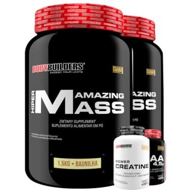 Imagem de Kit 2x Hipercalórico Amazing Mass 1,5kg + BCAA 4,5g Tangerina 100g + Power Creatina 100g - Bodybuilders (Médio, Baunilha)