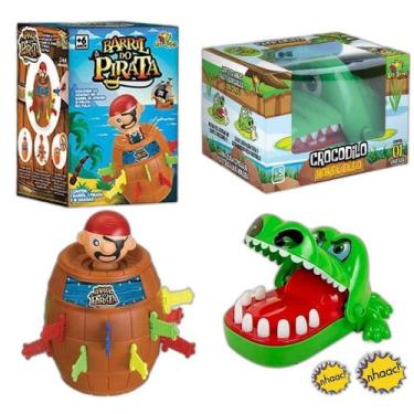 Imagem de Kit Jogo Pula Pirata Barril + Jogo Croc Croc Crocodilo Morde - Art Bri