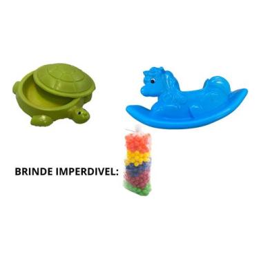 Imagem de Kit infantil baby 1 gangorra unicornio azul que supirta até 50 kg + ta