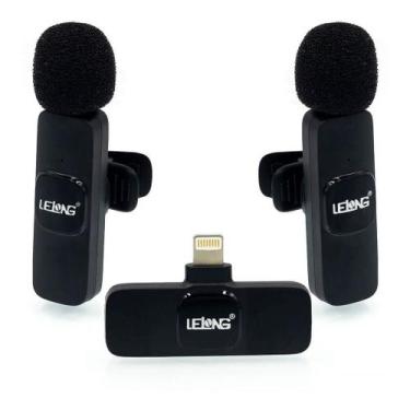 Imagem de Microfone lapela sem fio recarregável p/iphone e p/android profissiona