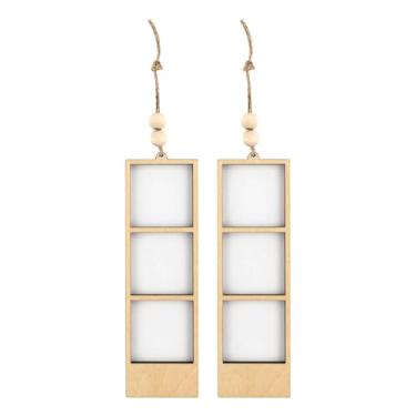 Imagem de Kuntesetty 2 peças de moldura de madeira para fotos, enfeite pendurado para carro, porta-retratos para aniversário, 15.8 X 4.7 X 0.8 Cm