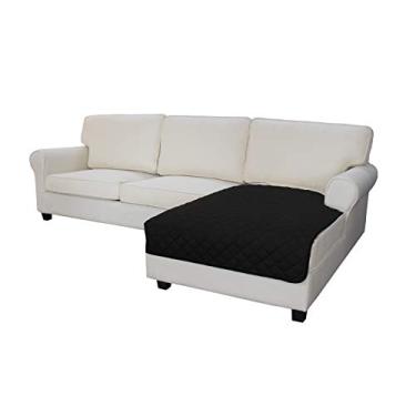 Imagem de Capa para sofá fácil de usar, capa para sofá em forma de G, capa para sofá de 106 x 132 cm, capa para cadeira retangular, capa para sofá reversível, protetor de móveis para animais de estimação, crianças, gatos, cães (preto/preto)