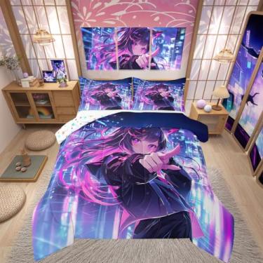 Imagem de Erosebridal Jogo de cama de anime infantil, Queen, anime japonês, mangá, para decoração de quarto de meninos e adolescentes, desenho kawaii, animação japonesa, com 2 fronhas