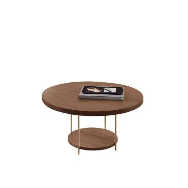 Imagem de Mesa de Centro Redonda Zentral Pés em Aço Castanho EdeCasaMoveis