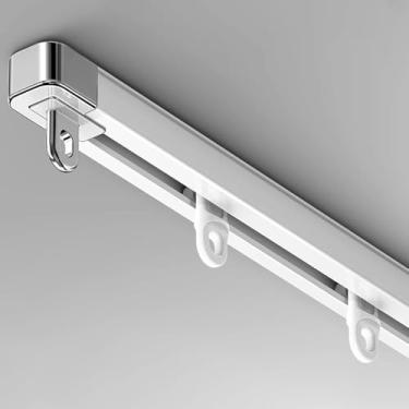 Imagem de Trilho De Cortina Retrátil Parede De Teto Divisor De Ambiente, Sistema De Trilho De Cortina Branca Para Spa Massagens Loja Clínicas Banheiro, Armário Roupas Pendurado Haste, Wall, 1.55-2.9m(5-9.5ft)