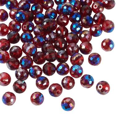 Imagem de Spritewelry Contas de vidro de cristal para fabricação de joias, 80 peças, contas de cristal redondas facetadas de 10 mm, cor AB, contas de vidro banhadas a granel para colar e pulseira