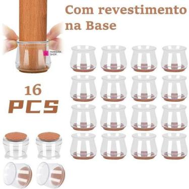 Imagem de Kit 16 Peças Proteção Pé Da Cadeira Silicone para Mesa de 4 Cadeiras -
